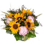 buchet-bujori-roz-si floarea-soarelui-floral-studio-iasi