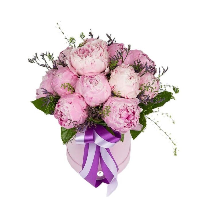 cutie-catifea-roz-bujori-roz-limonium-si-lipidium-floral-studio-iasi