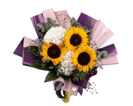 buchet-adiere-de-vara-floarea-soarelui-hortensii-albe-limonium-eucalipt-floral-studio-iasi