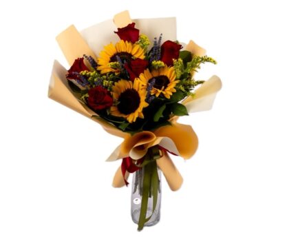 buchet-miezul-verii-floarea-soarelui-trandafiri-lavanda-floral-studio-iasi