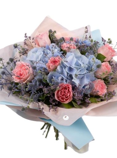 buchet-roua-diminetii-hortensii-pastelate-trandafiri-limonium-floral-studio-iasi