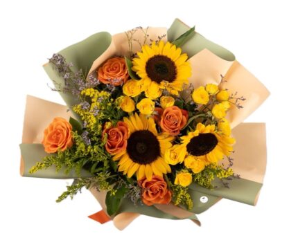 buchet-zi-de-vara-buchet-floarea-soarelui-trandafiri-portocalii-solidago-floral-studio-iasi