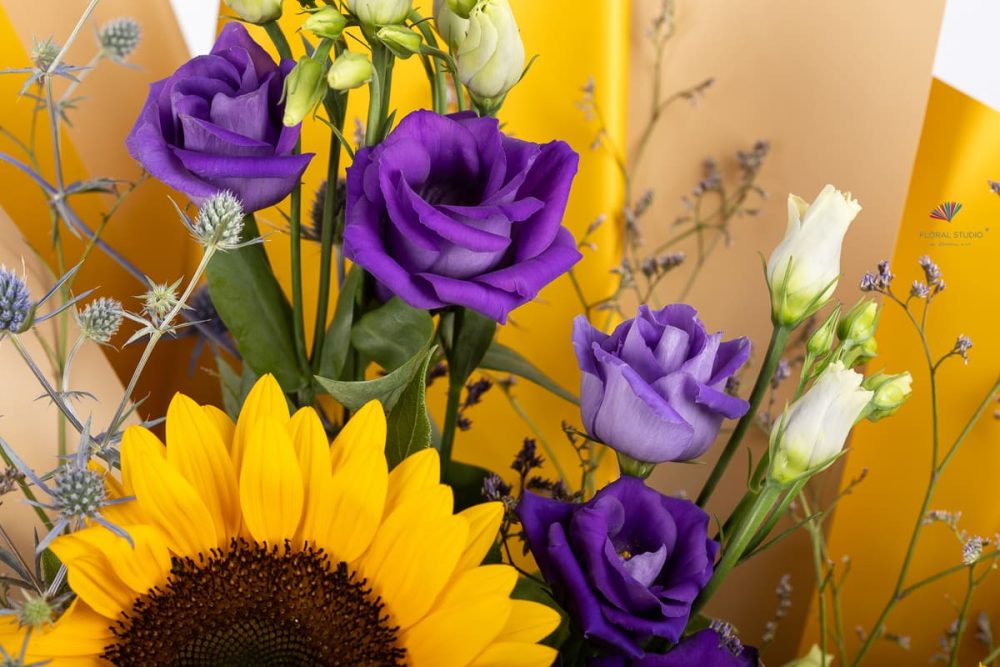 floarea-soarelui-lisianthus-mov-lionium-erygium-floral-studio-iasi
