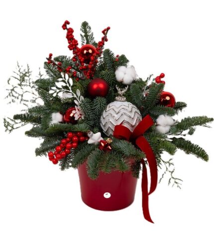 aranjament-craciun-bumbac-si-ilex-floral-studio-iasi