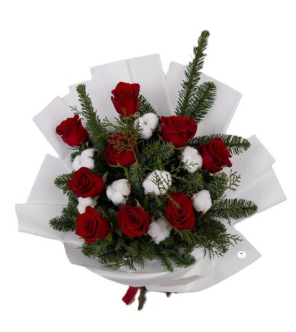 buchet-bumbac-cu-9-trandafiri-rosii-floral-studio-iasi