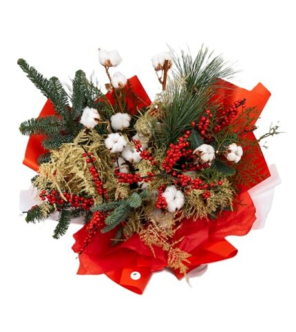 buchet-cotton-si-ilex-flori-iarna-floral-studio-iasi
