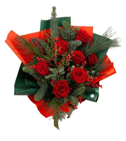 buchet-craciun-7-trandafiri-rosii-ilex-floral-studio-iasi