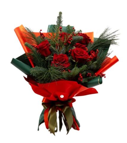 buchet-craciun-7-trandafiri-rosii-ilex-floral-studio-iasi