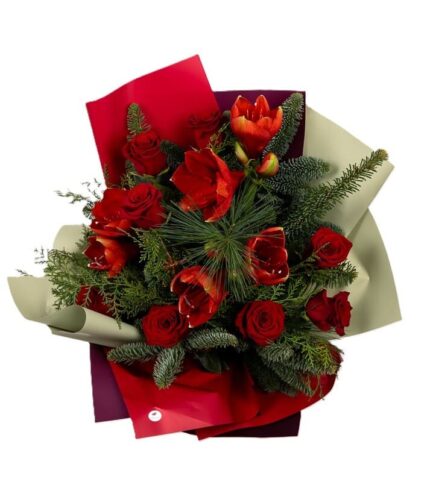 buchet-cu-amaryllis-si-trandafiri-rosii-floral-studioi-iasi