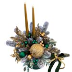 Aranjament în cutie catifea cu brad artificial și lumânări - imagine 2