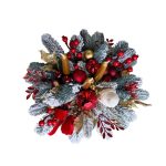 Aranjament in vas ceramic cu lumanari si accesorii rosii-aurii - imagine 2