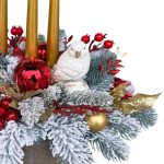 Aranjament in vas ceramic cu lumanari si accesorii rosii-aurii - imagine 3