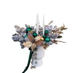 Aranjament în vas elegant cu brad artificial și euphorbia verde-auriu