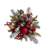 Aranjament în vas elegant cu brad artificial și figurină de Crăciun - imagine 2