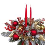 Aranjament în vas elegant cu brad artificial și lumânări roșii - imagine 3