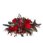 Aranjament pentru masa de Crăciun cu brad natural și globuri catifea - imagine 2