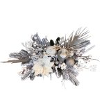 Aranjament silver în lădiță lemn cu brad artificial și figurină Crăciun - imagine 2