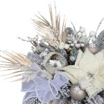 Aranjament silver in ladita lemn cu cu euphorbia si brad artificial - imagine 3