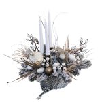 Aranjament silver în vas ceramic cu brad artificial și lumânări