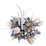 Aranjament silver în vas ceramic cu brad artificial și lumânări - imagine 2