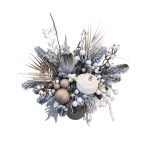 Aranjament silver în vas elegant cu brad artificial și accesorii Crăciun - imagine 2