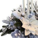 Aranjament silver în vas elegant cu brad artificial și lumânări - imagine 3