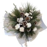 Buchet alb cu bumbac și conuri - imagine 2