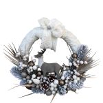 Coroniță cu brad artificial și blăniță albă