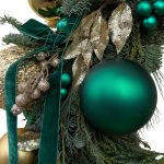 Coroniță cu brad natural și mușchi în nuanțe de auriu și verde - imagine 2