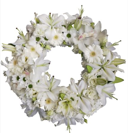 Coroană funerară cu flori albe - Floral Studio Iași