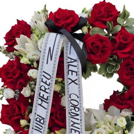 Coroană funerară Omagiu în roșu - coroane funerare Iași