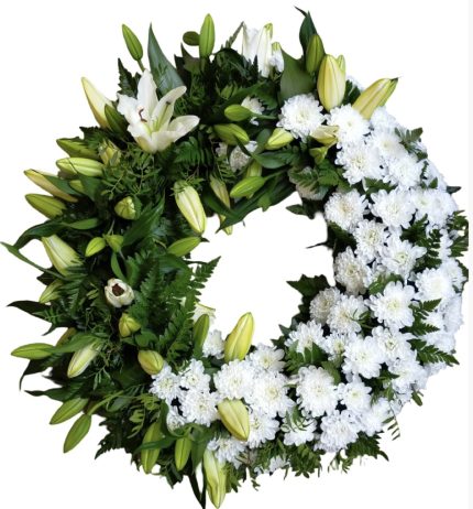 Coroană rotundă alb-verde - Floral Studio Iași